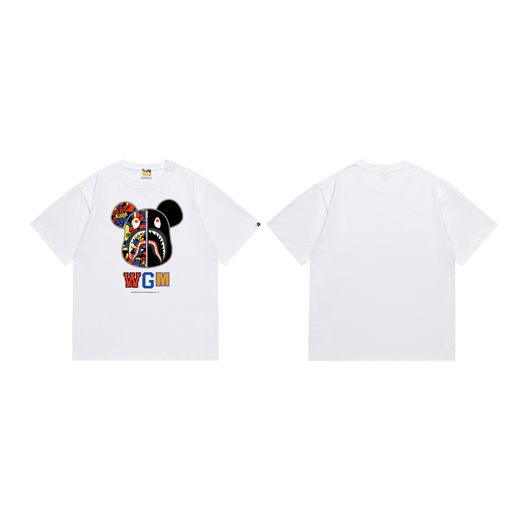 Bathing Shark and ape head print T-Shirt NextBlock
