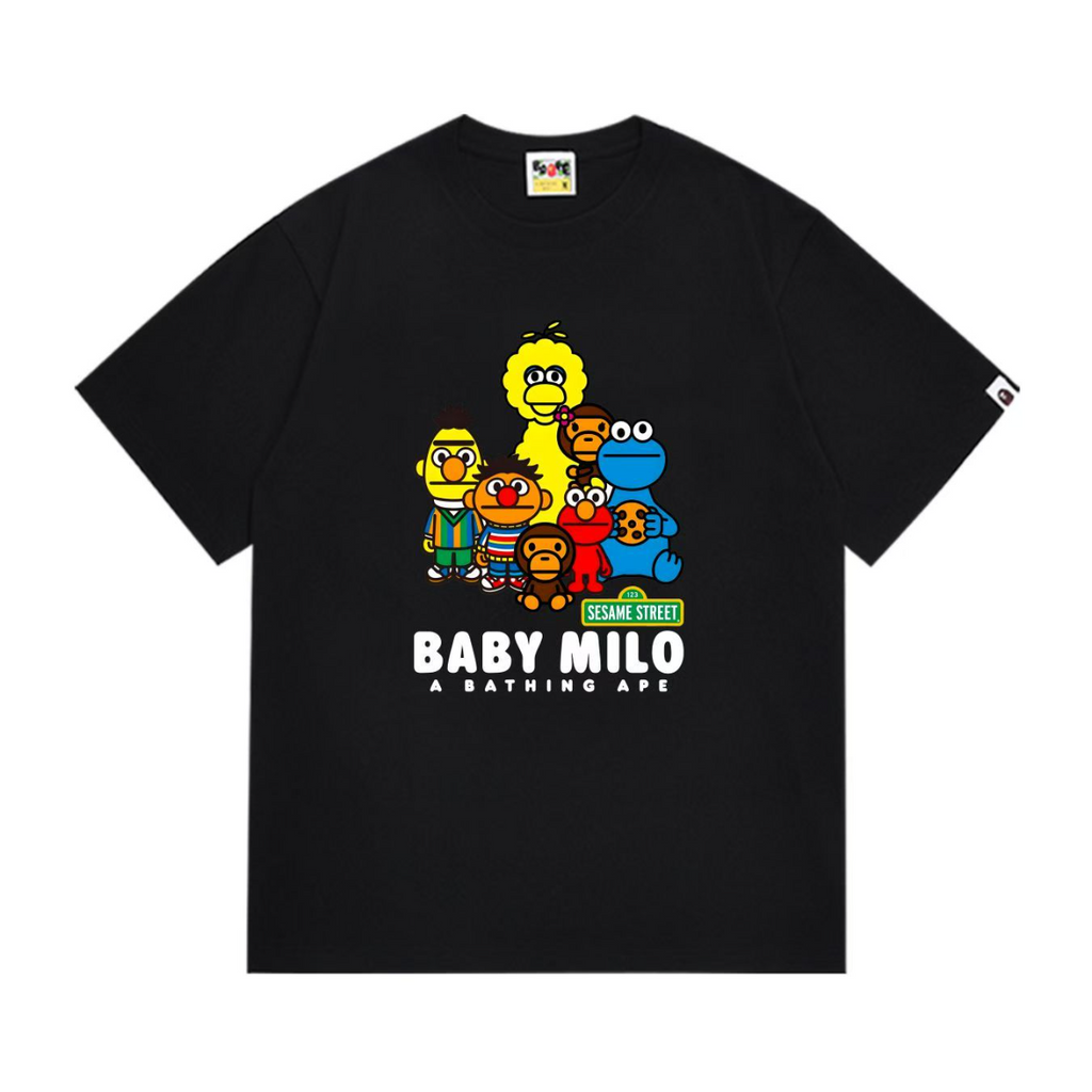 Bathing Shark and ape head print T-Shirt NextBlock