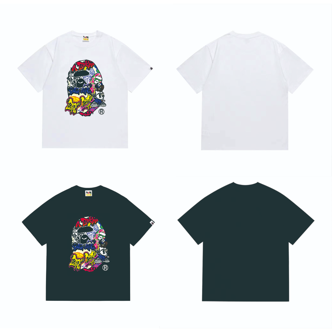 Bathing Shark and ape head print T-Shirt NextBlock