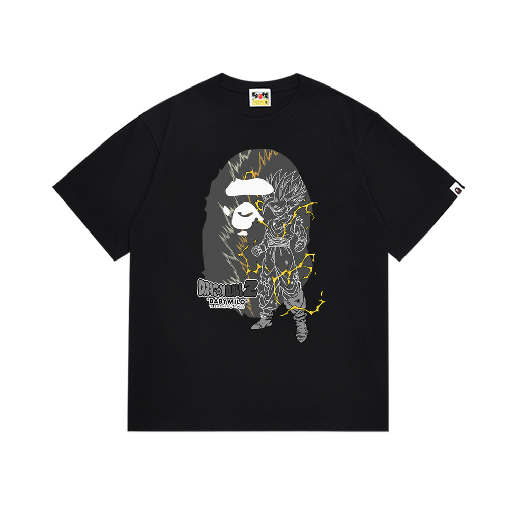 Bathing Shark and ape head print T-Shirt NextBlock