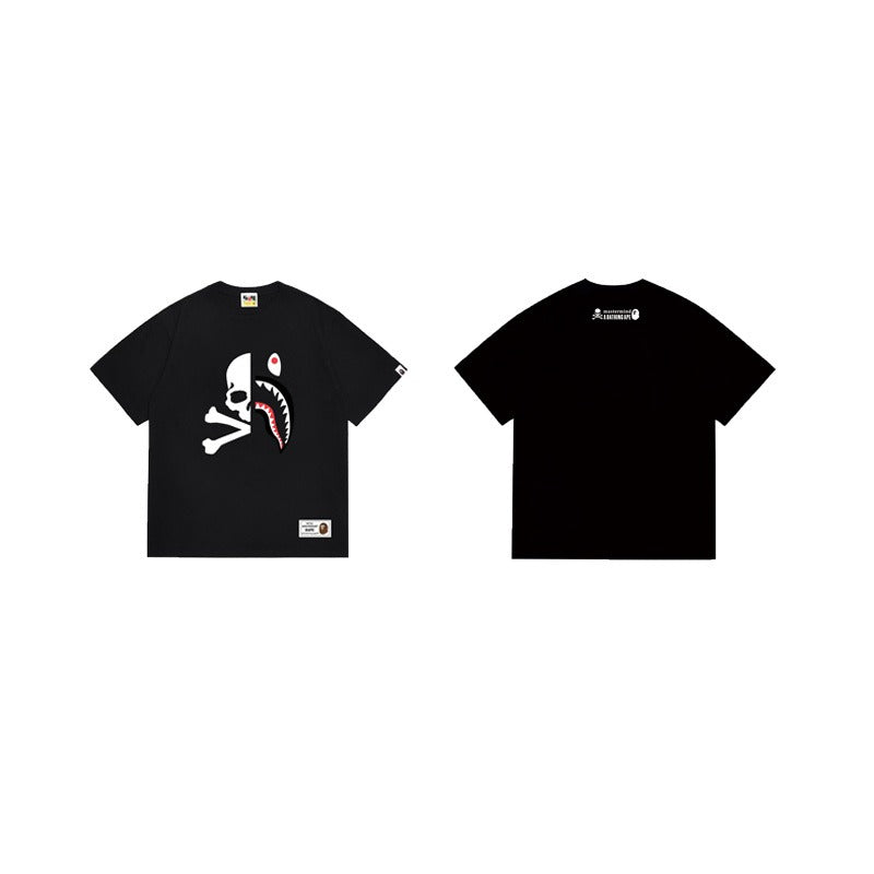 Bathing Shark and ape head print T Shirts NextBlock