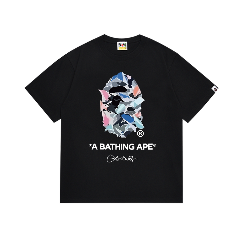 Bathing Shark and ape head print T-Shirt NextBlock