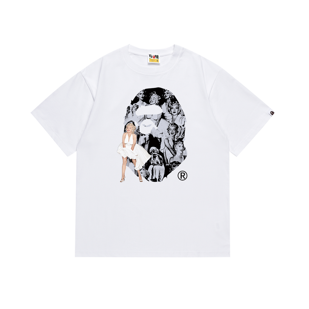 Bathing Shark and ape head print T-Shirt NextBlock