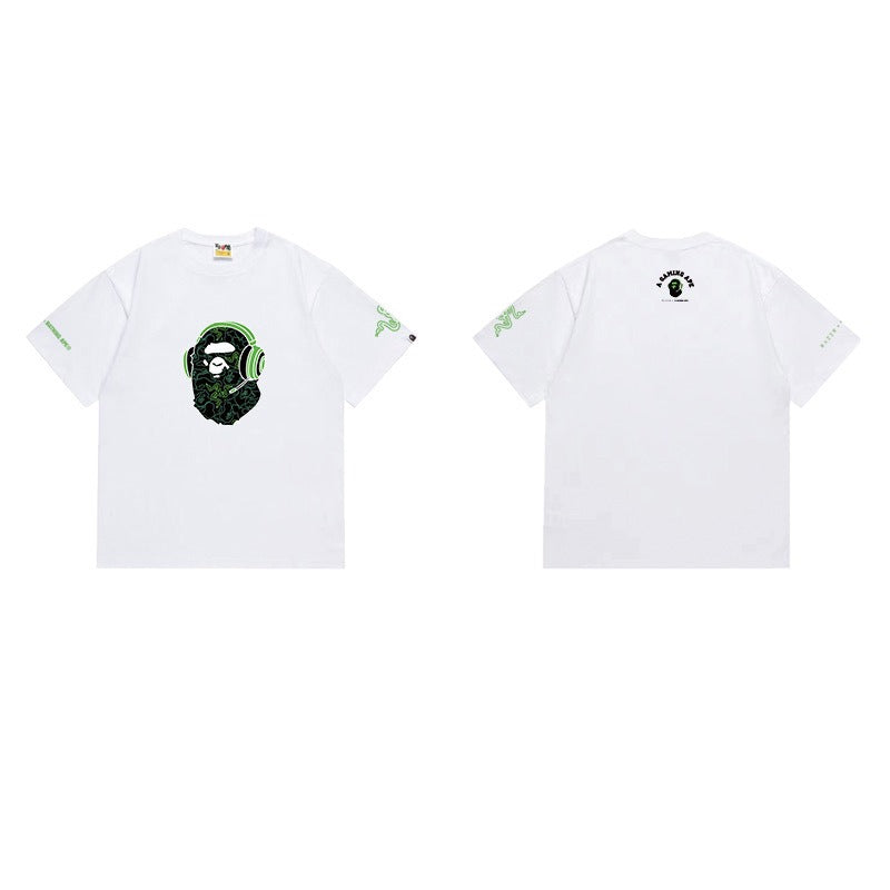 Bathing Shark and ape head print T Shirts NextBlock