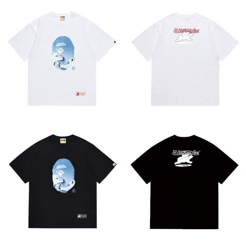 Bathing Shark and ape head print T Shirts NextBlock