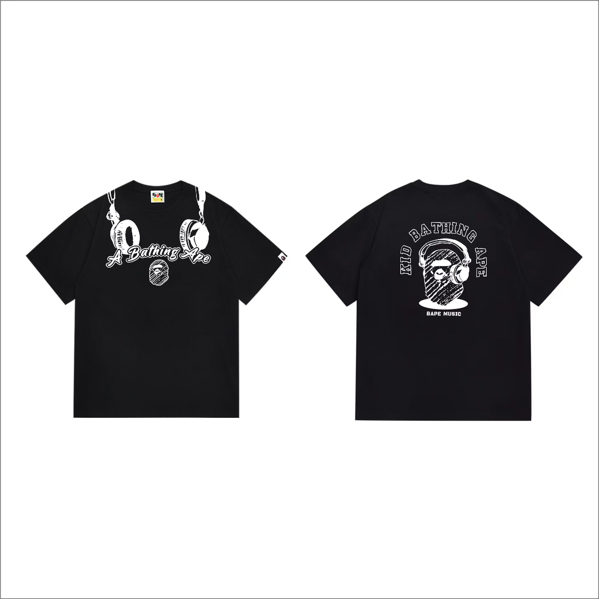 Bathing Shark and ape head print T-Shirt NextBlock