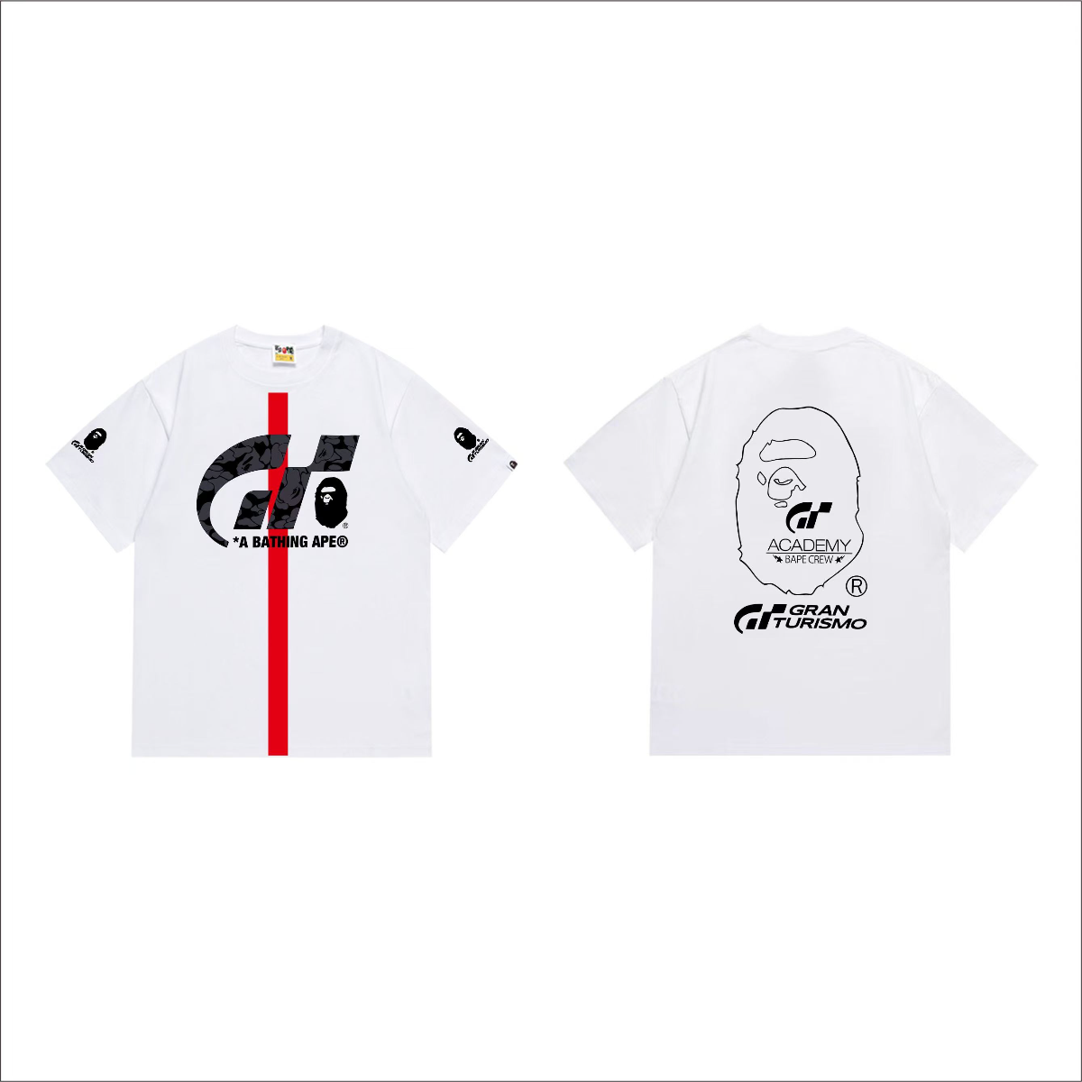 Bathing Shark and ape head print T-Shirt NextBlock