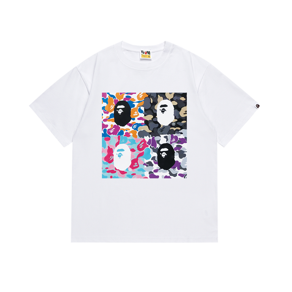 Bathing Shark and ape head print T-Shirt NextBlock