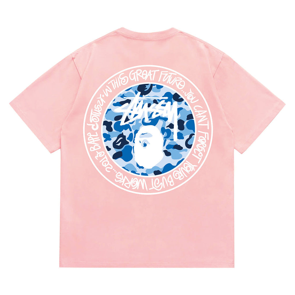Bathing Shark and ape head print T-Shirt NextBlock