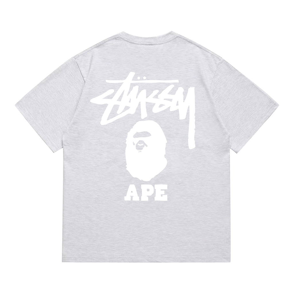 Bathing Shark and ape head print T-Shirt NextBlock