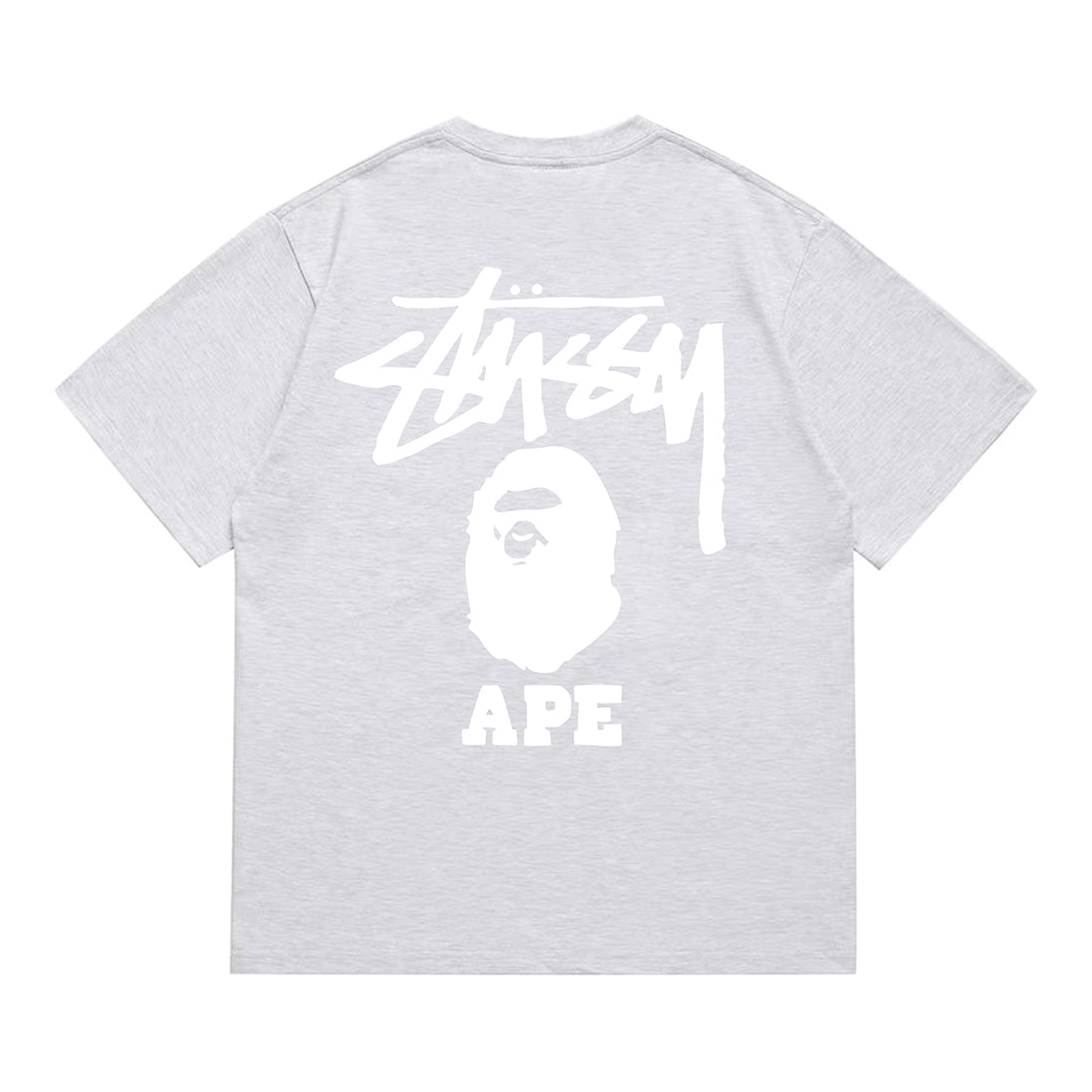 Bathing Shark and ape head print T-Shirt NextBlock
