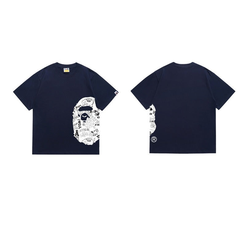 Bathing Shark and ape head print T Shirts NextBlock