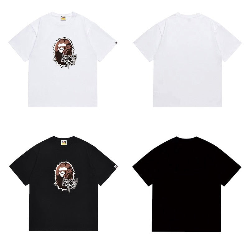Bathing Shark and ape head print T Shirts NextBlock