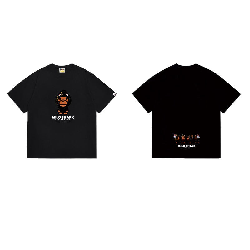 Bathing Shark and ape head print T Shirts NextBlock