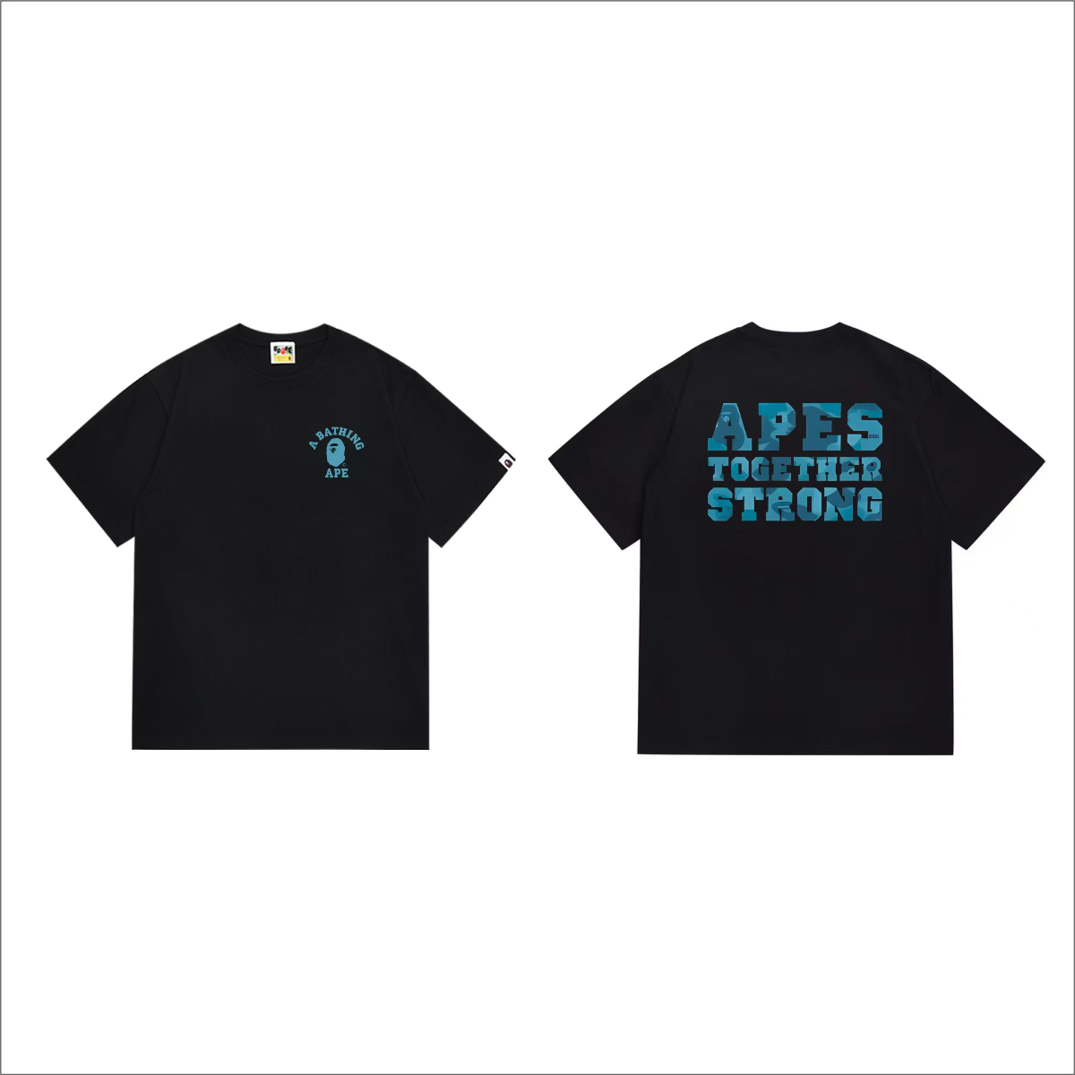 Bathing Shark and ape head print T-Shirt NextBlock