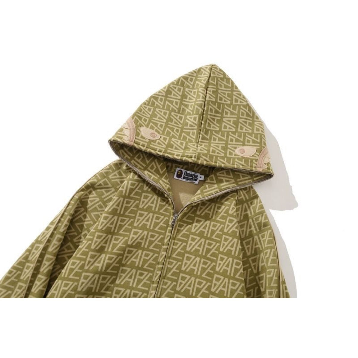 Bathing Shark and ape head print hoode BAPE desert color street loose NextBlock