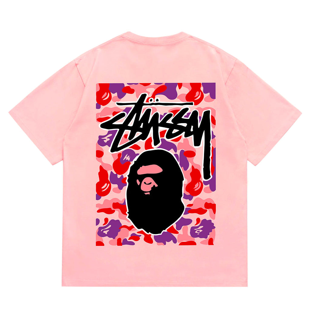 Bathing Shark and ape head print T-Shirt NextBlock