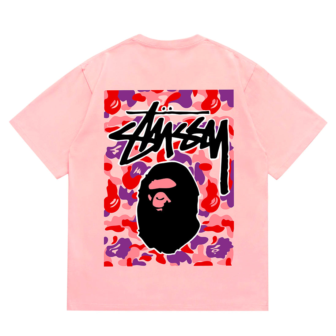 Bathing Shark and ape head print T-Shirt NextBlock