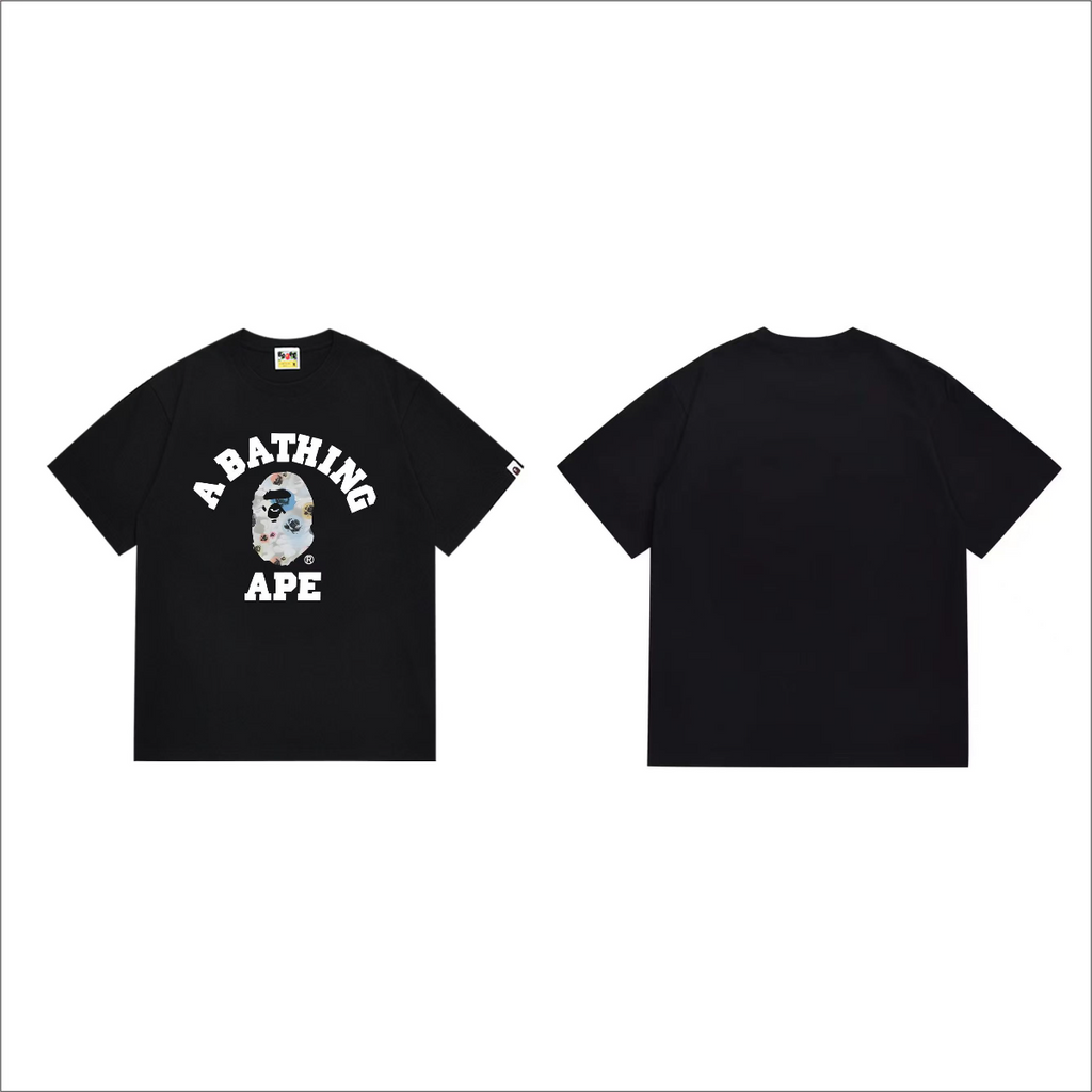 Bathing Shark and ape head print T-Shirt NextBlock