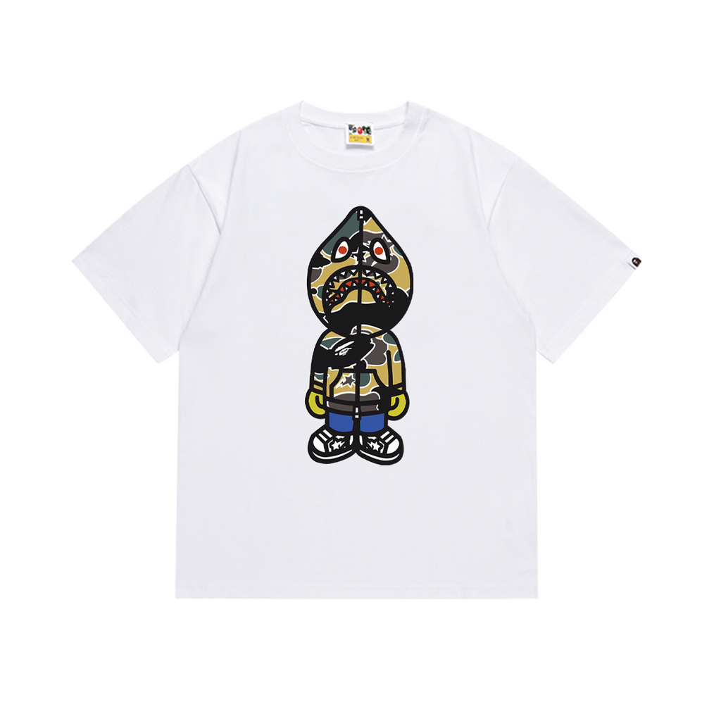 Bathing Shark and ape head print T-Shirt NextBlock