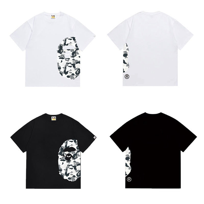 Bathing Shark and ape head print T Shirts NextBlock