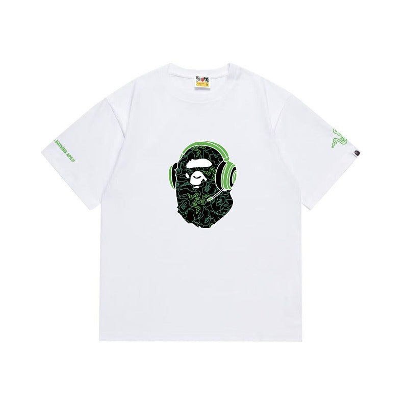 Bathing Shark and ape head print T Shirts NextBlock