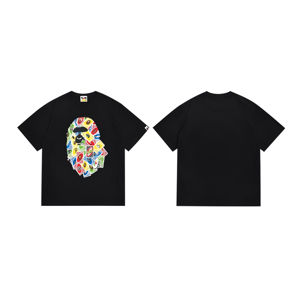 Bathing Shark and ape head print T-Shirt NextBlock