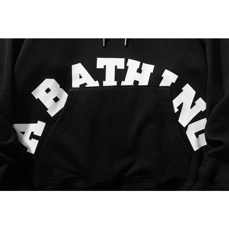 Bathing Shark and ape head print Hoodie Man Alphabet Print Solid Color Shark NextBlock