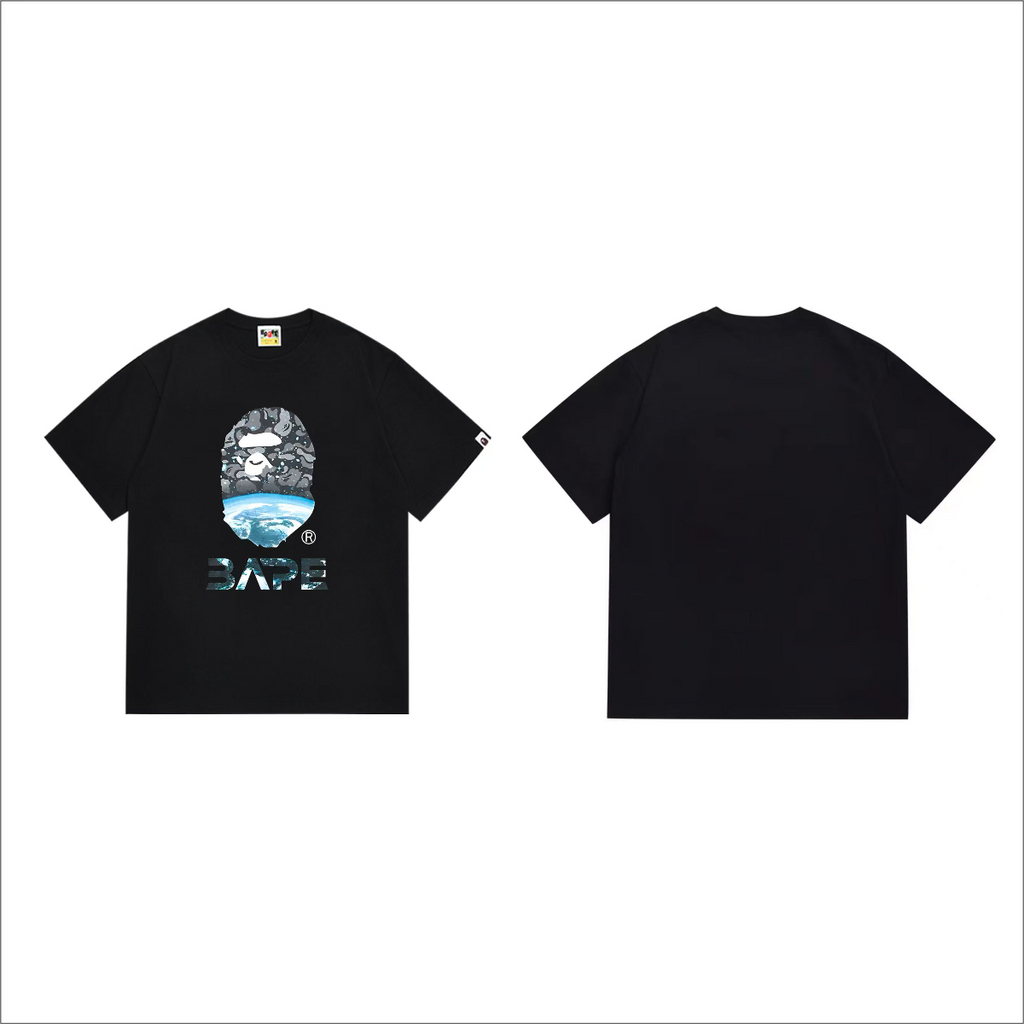 Bathing Shark and ape head print T-Shirt NextBlock