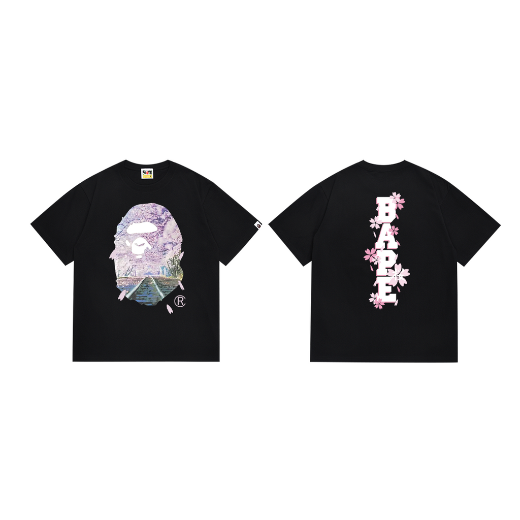 Bathing Shark and ape head print T-Shirt NextBlock