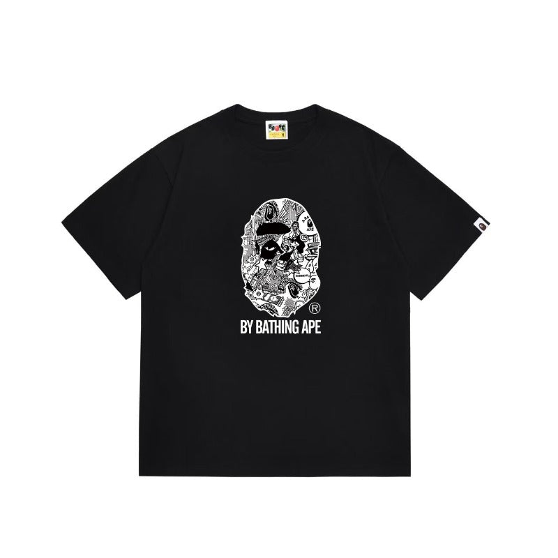 Bathing Shark and ape head print T Shirts NextBlock