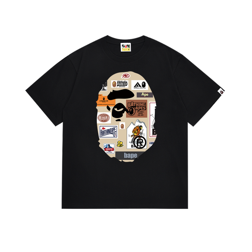 Bathing Shark and ape head print T-Shirt NextBlock
