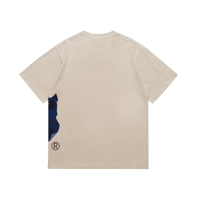 Bathing Shark and ape head print T Shirts NextBlock