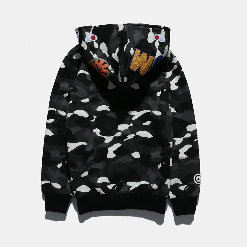 Bathing Shark and ape head print Hoodie Autumn and Winter Men's Shark Luminous Camouflage Brushed Shark Sweater Men's Ho NextBlock