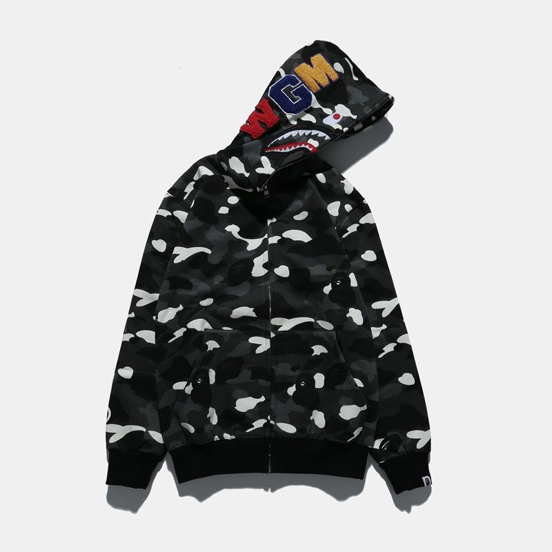 Bathing Shark and ape head print Hoodie Autumn and Winter Men's Shark Luminous Camouflage Brushed Shark Sweater Men's Ho NextBlock