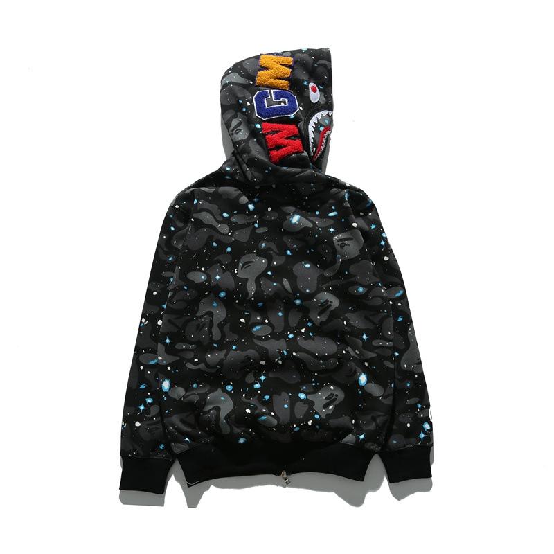 Bathing Shark and ape head print Hoodie Autumn and Winter Men's Shark Luminous Camouflage Brushed Shark Sweater Men's Ho NextBlock