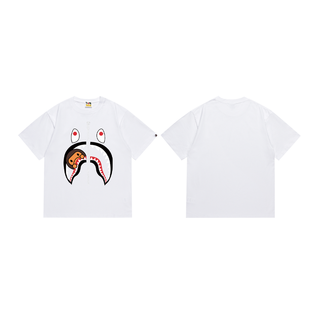 Bathing Shark and ape head print T-Shirt NextBlock