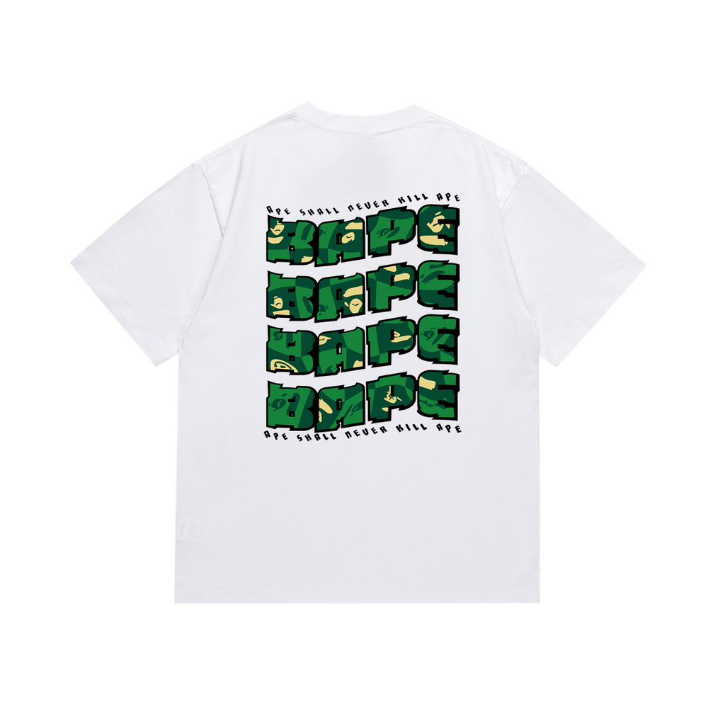Bathing Shark and ape head print T-Shirt NextBlock