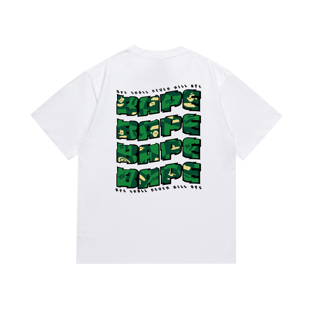 Bathing Shark and ape head print T-Shirt NextBlock