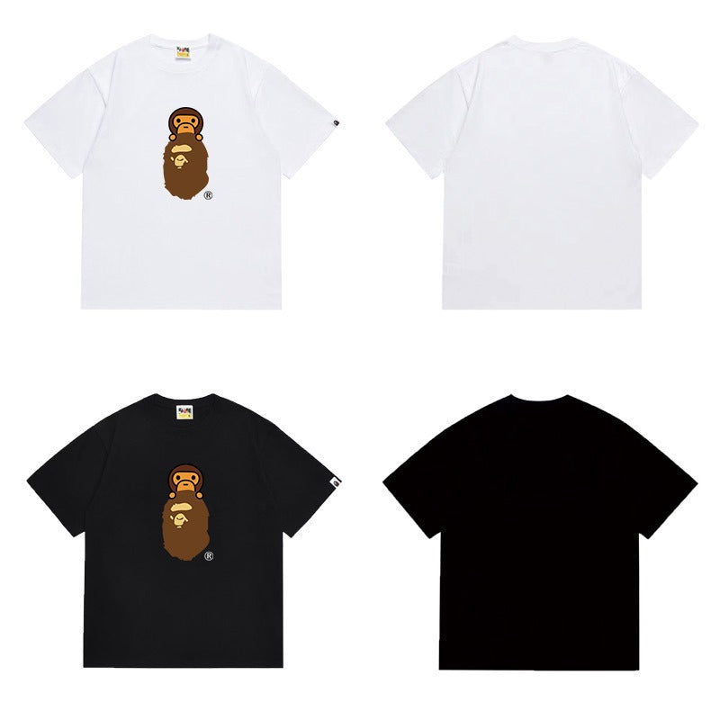 Bathing Shark and ape head print T Shirts NextBlock