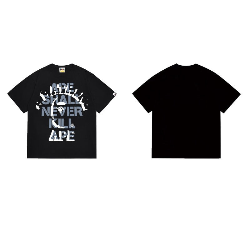 Bathing Shark and ape head print T Shirts NextBlock