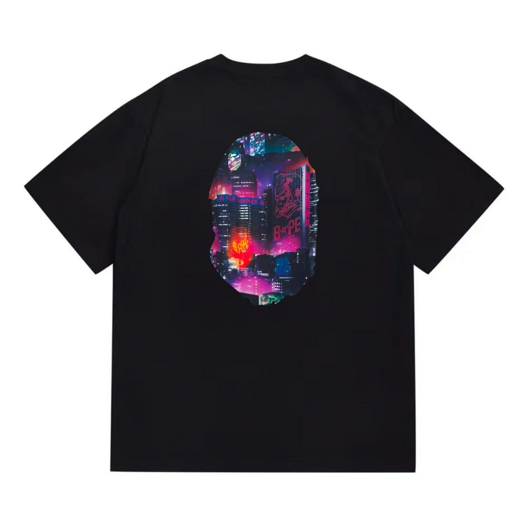 Bathing Shark and ape head print T-Shirt NextBlock