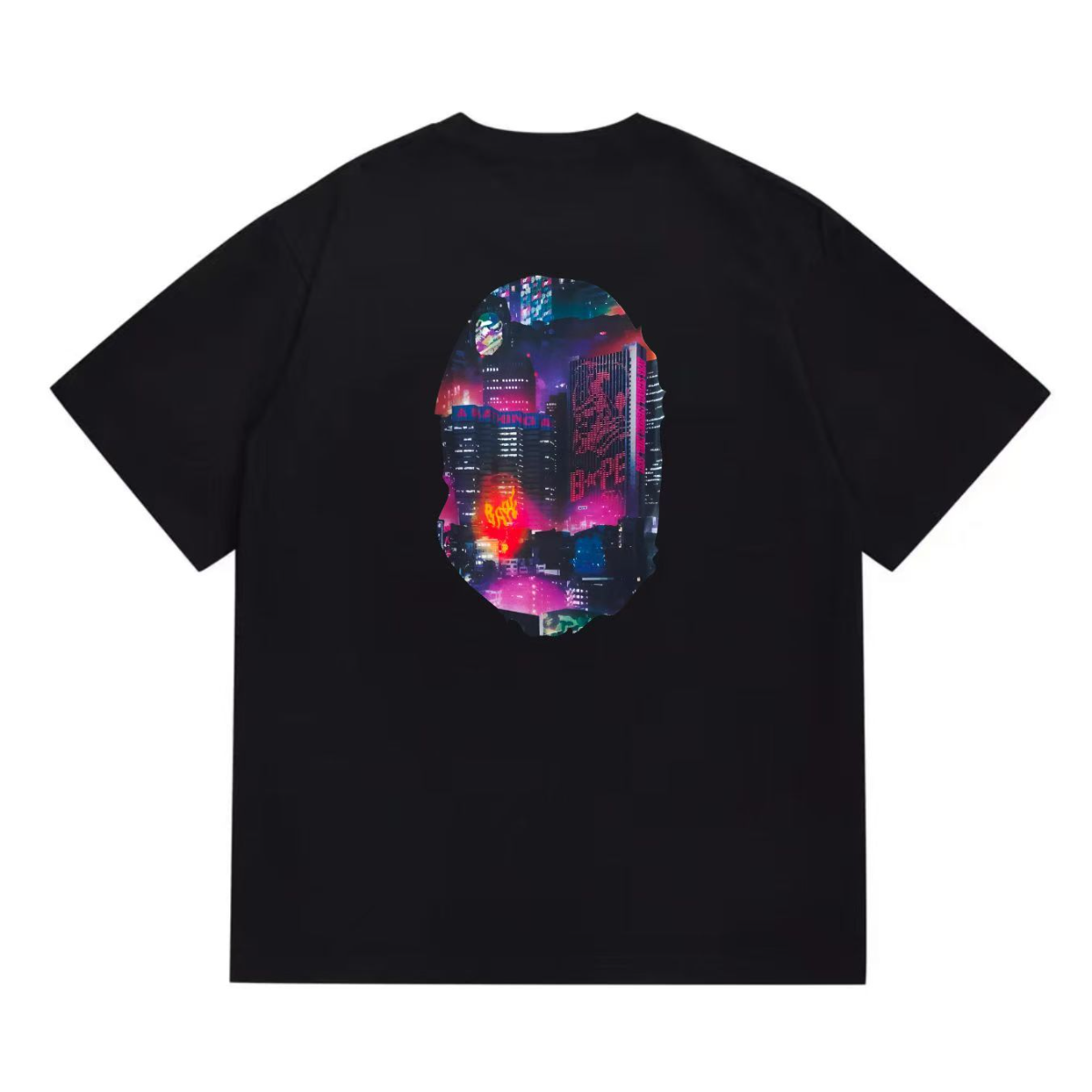 Bathing Shark and ape head print T-Shirt NextBlock