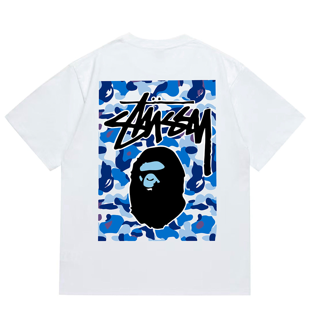 Bathing Shark and ape head print T-Shirt NextBlock