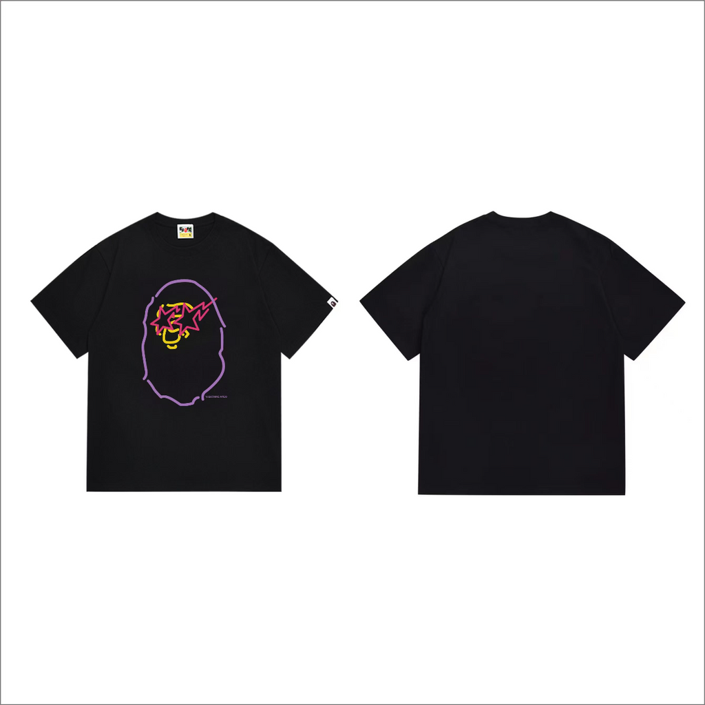Bathing Shark and ape head print T-Shirt NextBlock