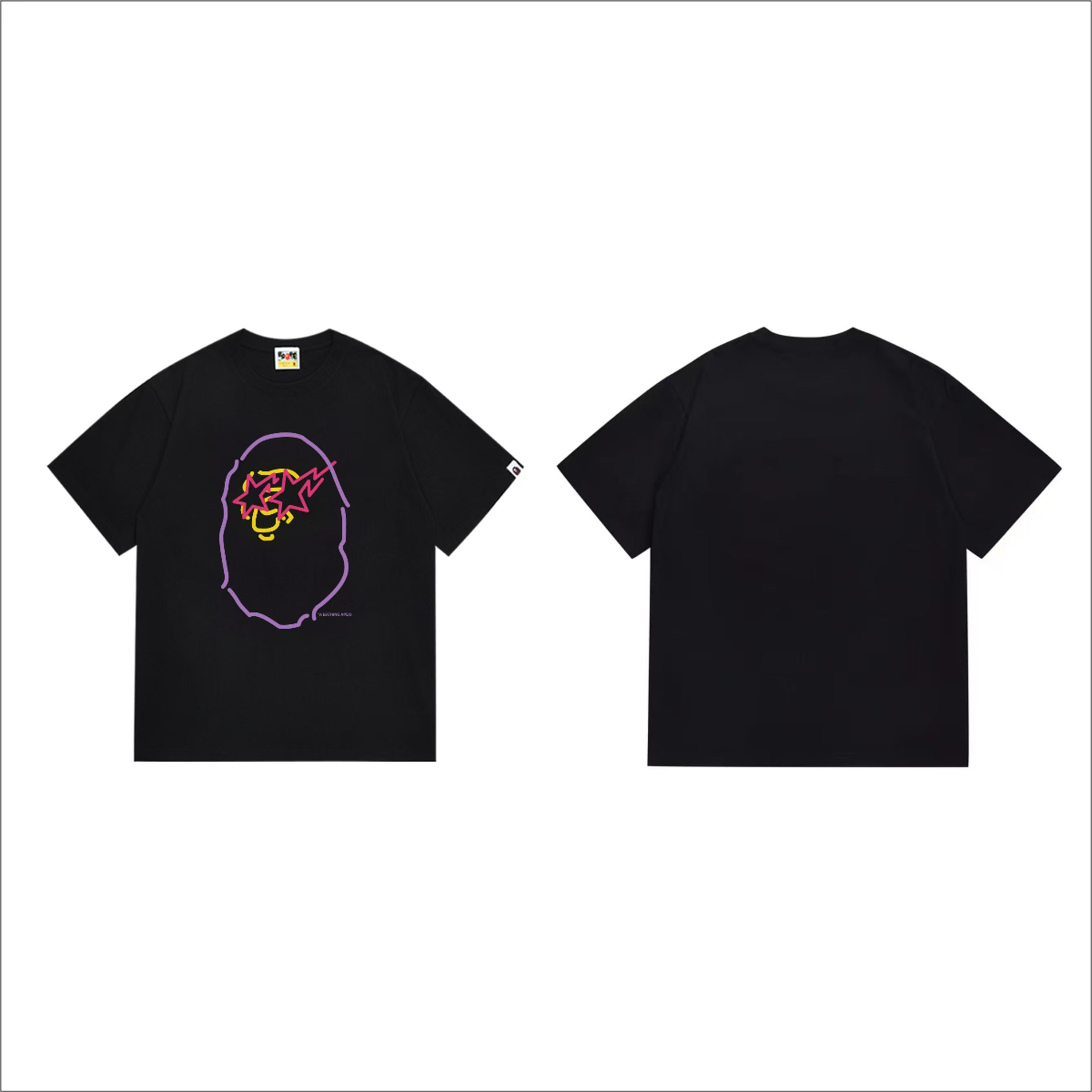 Bathing Shark and ape head print T-Shirt NextBlock