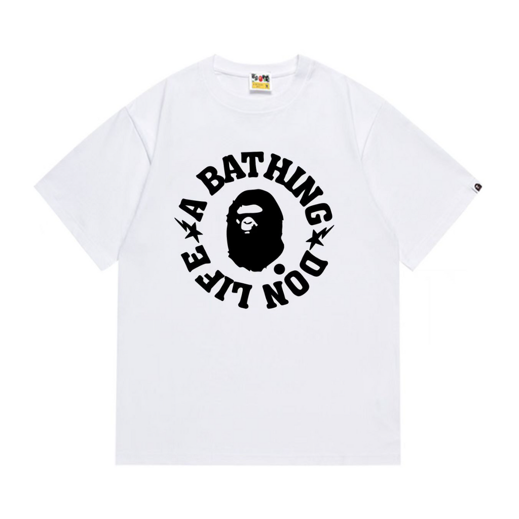 Bathing Shark and ape head print T-Shirt NextBlock