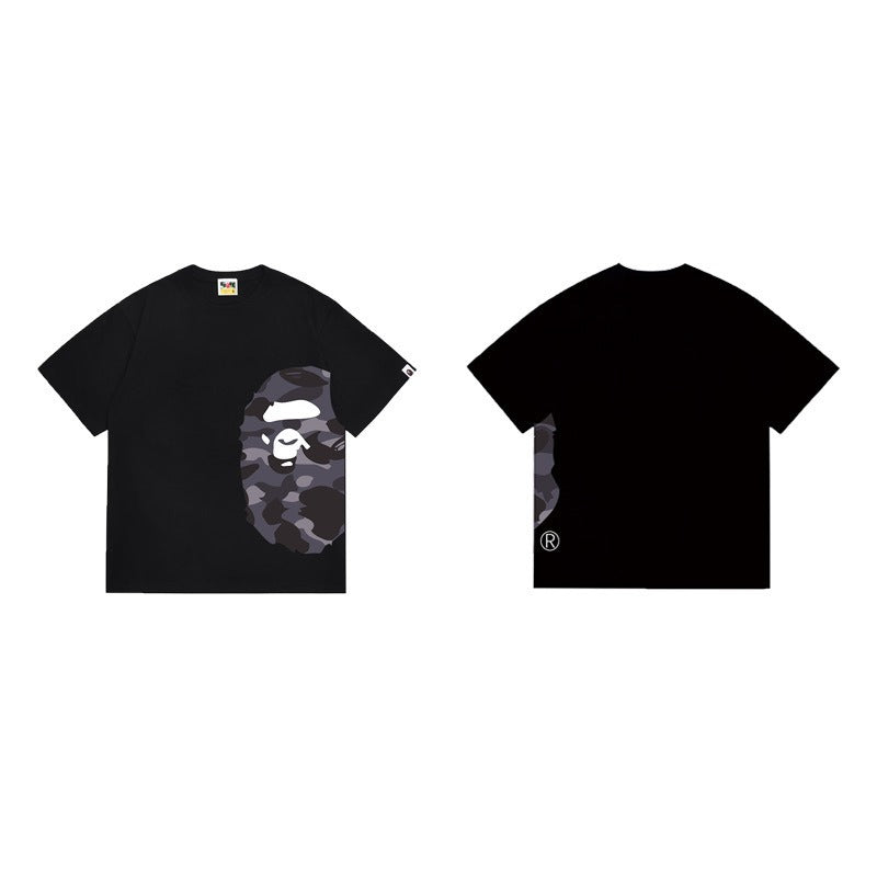 Bathing Shark and ape head print T Shirts NextBlock