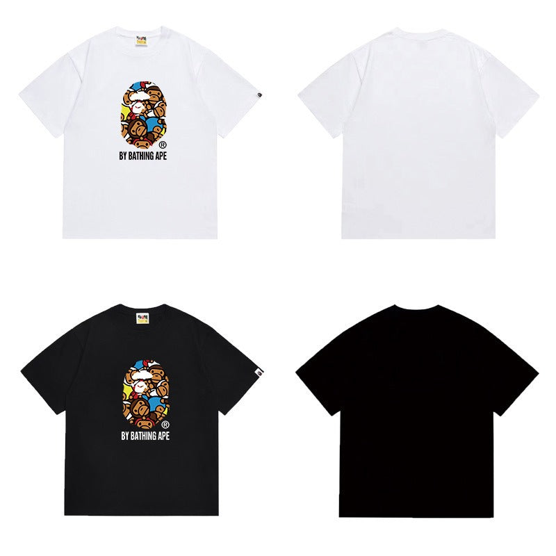 Bathing Shark and ape head print T Shirts NextBlock