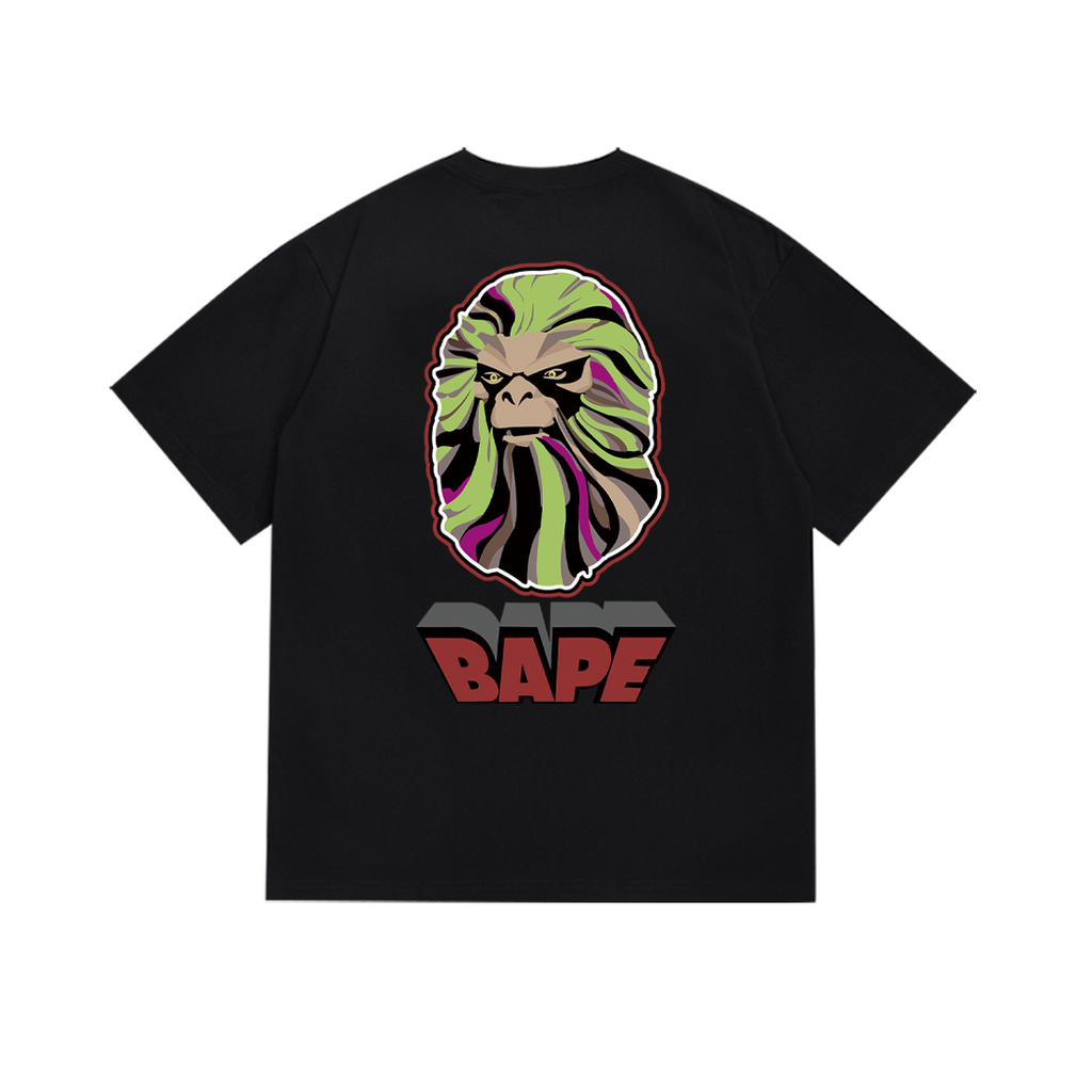 Bathing Shark and ape head print T-Shirt NextBlock